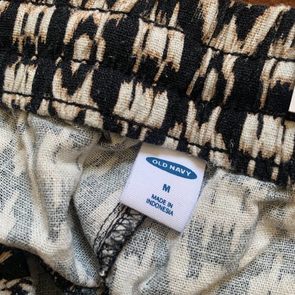 NWT OLD NAVY Linen Shorts Pull On Drawstring Ikat Print Neutral Size MEDIUM - Picture 4 of 4